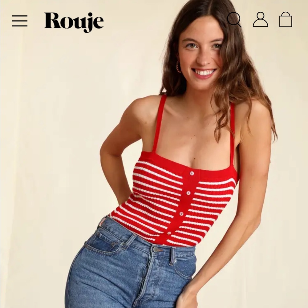 ROUGE Helium Red and White Striped Tank Top
